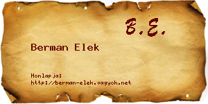 Berman Elek névjegykártya