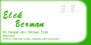 elek berman business card
